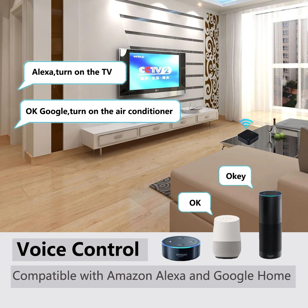 IR Remote Control - Wifi - Universal Infrared Tuya for Smart Home, Compatible with TV, DVD, AUD, AC, Works with Amazon Alexa & Google Home