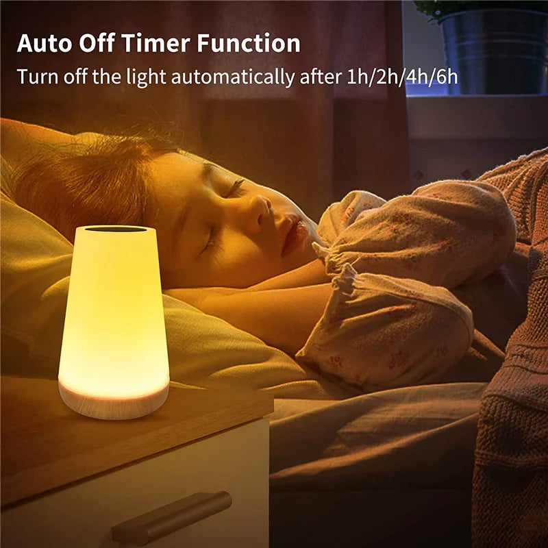 Color-Changing Night Light - RGB Touch Dimmable Lamp with Remote Control, USB Rechargeable Bedside Table Lamp