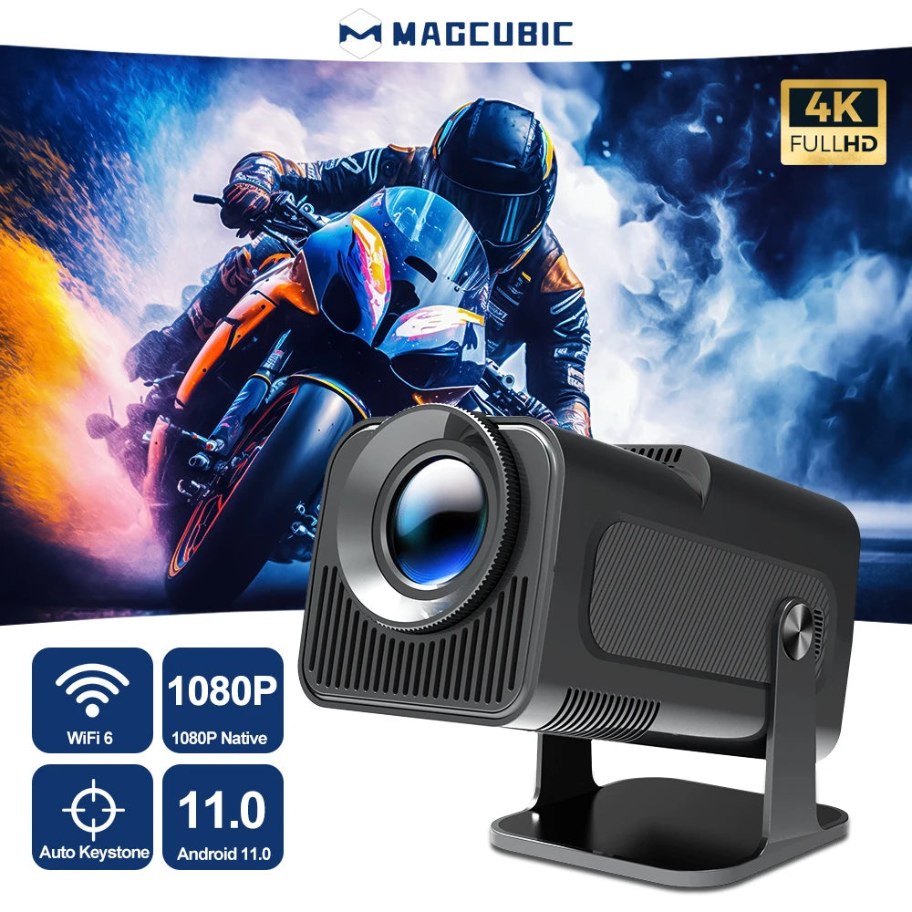 Magcubic Android 11 Projector - 390ANSI, 4K Native 1080P, Dual WiFi6, BT5.0, Portable Cinema Projector, Upgraded HY320 Model