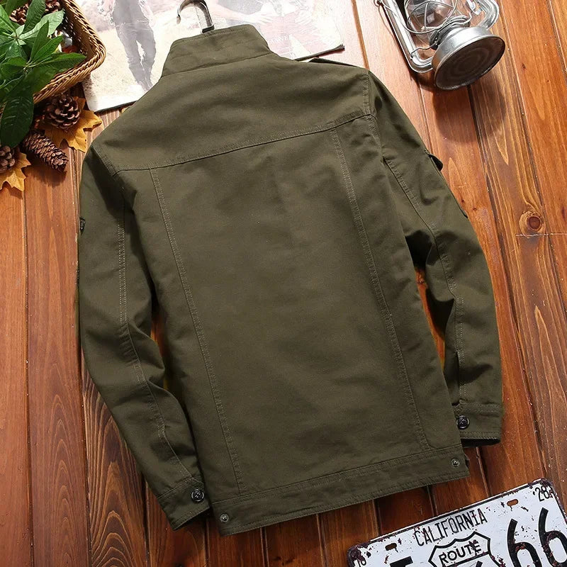 Men's Casual Cargo Jacket - Windbreaker Coat for Spring & Autumn, Slim Retro Style Work Jacket