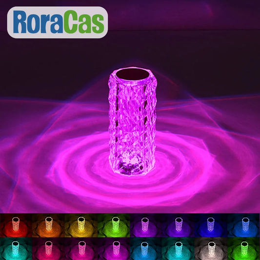 Crystal LED Night Light - USB Rechargeable Ambient Lamp for Room Decor, Party, Dinner, and Wedding Decoration