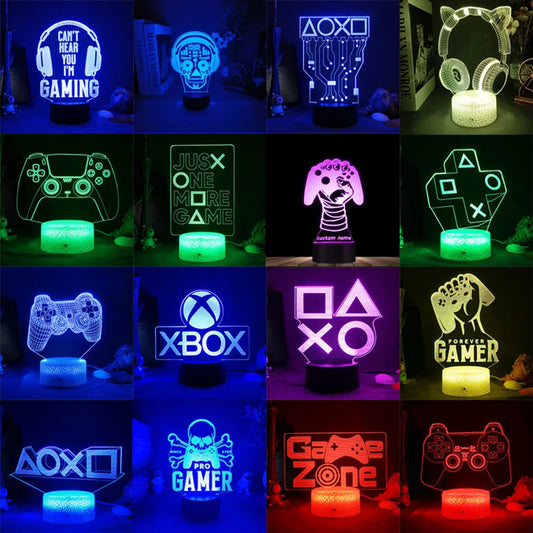 3D LED Gaming Lamp - USB-Powered RGB Light for Gaming Room, Perfect Bedroom Night Light & Indoor Decor