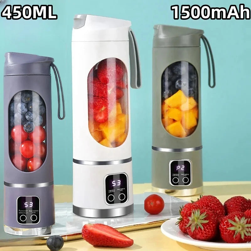 Mini Crushed Ice Electric Juicer - Powerful Motor, 450ML Capacity with Digital Display