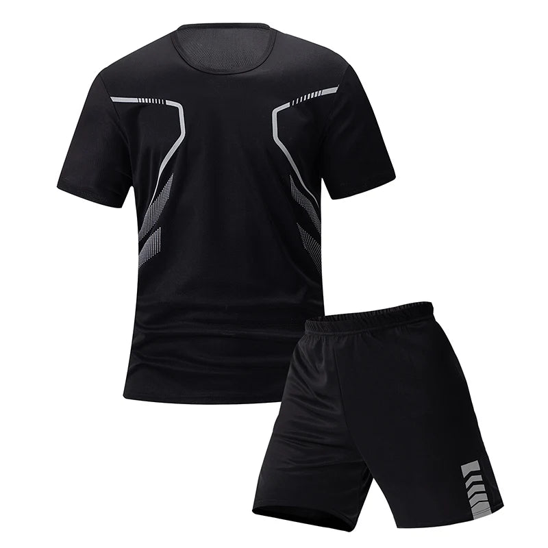 Men's Casual T-Shirt & Shorts Suit - European & American Sizes, Perfect for Fitness & Running (2-Pack)