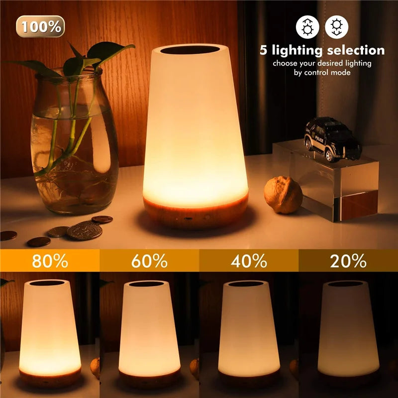 Color-Changing Night Light - RGB Touch Dimmable Lamp with Remote Control, USB Rechargeable Bedside Table Lamp