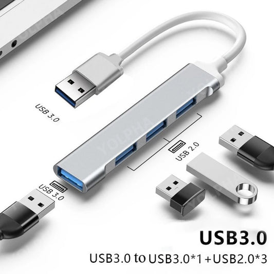 High-Speed USB 3.0 Hub - 4-Port Type-C Splitter with 5Gbps for PC, Multiport USB Hub