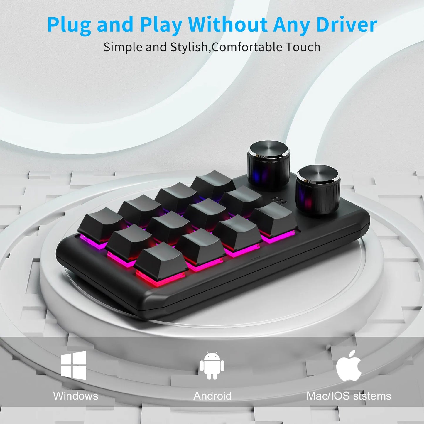 Programming Macro Custom 2 Knob Bluetooth Keyboard RGB 12 Key Copy Paste Mini Button Gaming Keypad Mechanical Hotswap Macropad