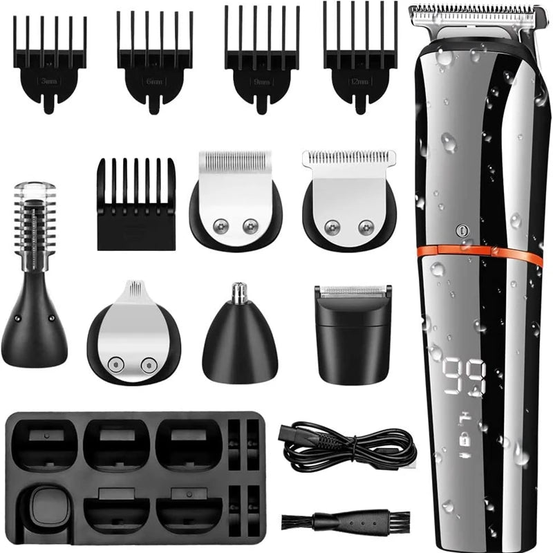 Grooming Kit for Men - Facial, Beard, and Body Trimmer with 11 Functions and Rechargeable Clippers