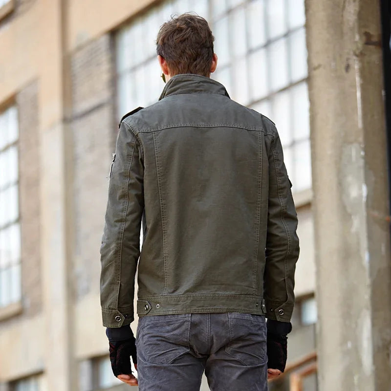 Men's Casual Cargo Jacket - Windbreaker Coat for Spring & Autumn, Slim Retro Style Work Jacket