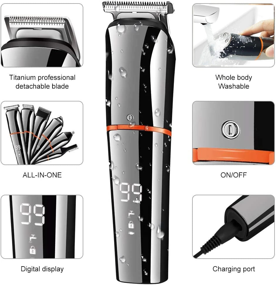 Grooming Kit for Men - Facial, Beard, and Body Trimmer with 11 Functions and Rechargeable Clippers